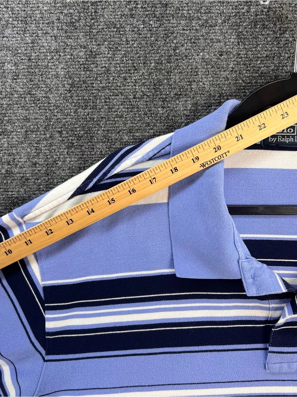 Polo Ralph Lauren Polo Shirt Mens 4XB Blue Striped Cotton Pique Pony Logo Preppy
